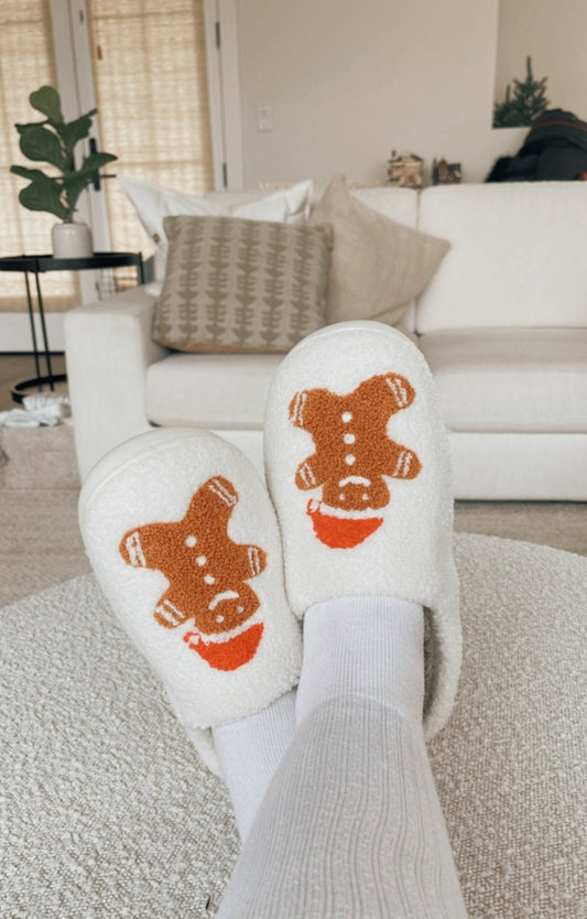 Gingerbread Man Slippers | Christmas Slippers - Tired Mama Co.