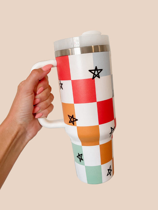 Mama Checkerboard TMC Tumbler, Stanley Dupe - Tired Mama Co.