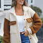 Brown Color Block Sherpa Shacket with Pockets - Tired Mama Co.