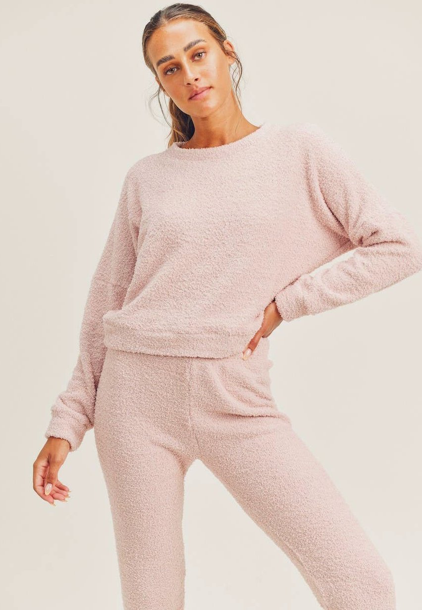 Cozy Crop Top Jogger Lounge Set Tired Mama Co