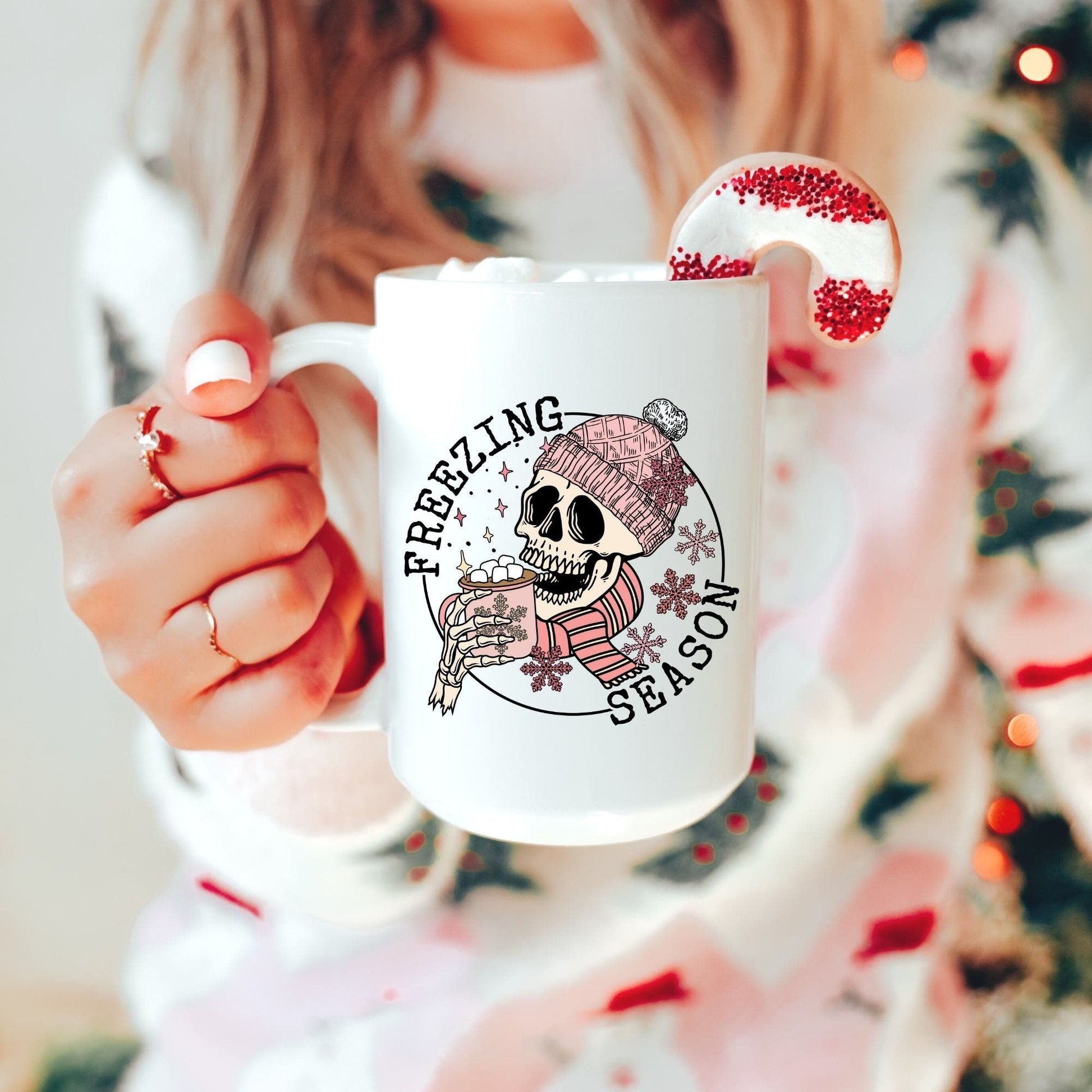 Freezing Season Mug | Large Coffee Mug | Christmas Mug | Christmas Season Cup | Christmas Gift | Christmas Coffee Mug | White Cup - Shop Donuts and Daisies