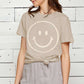 Happy Face Graphic Tee - Tan - Tired Mama Co.