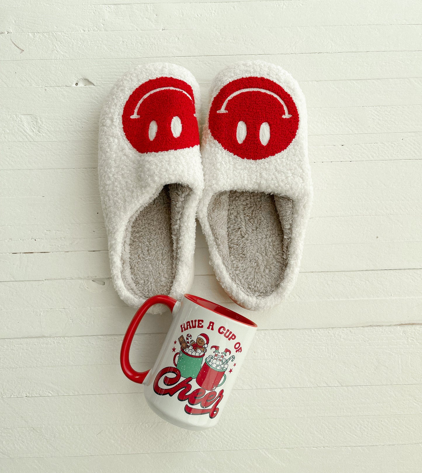 Red Smiley Slippers | Christmas Slippers