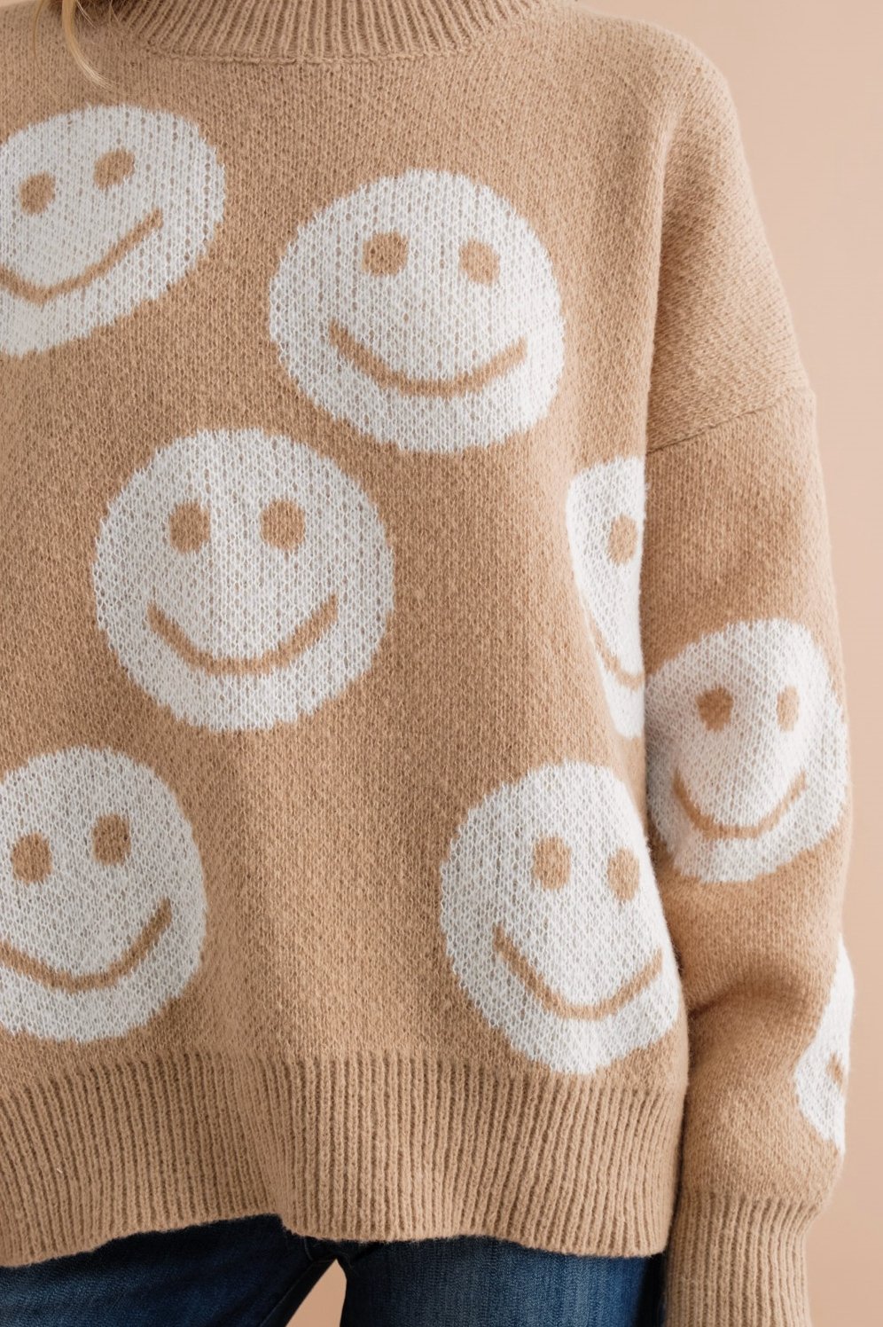 SMILE FACE PATTERN SWEATER - Tired Mama Co.