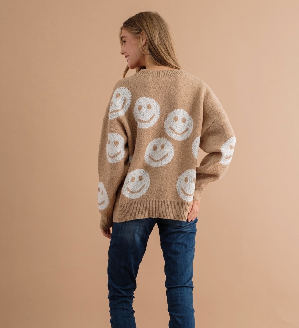 SMILE FACE SWEATER - Tired Mama Co.