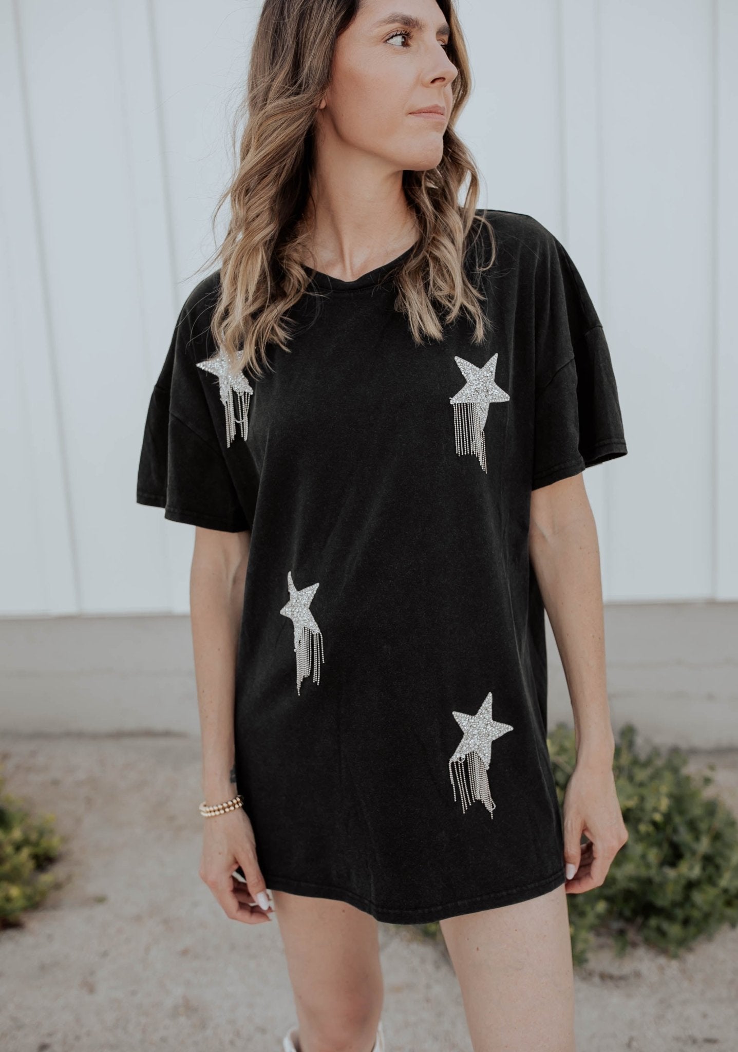 Star Fringe T-Shirt Dress - Tired Mama Co.
